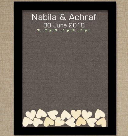Guest Book DIY ดีไซน์เป็น กรอบรูปไม้ พื้นหลังสีดำ สไตล์ โมเดิร์น ใช้แทนสมุด เขียนคำอวยพร งานแต่งงาน 7095271