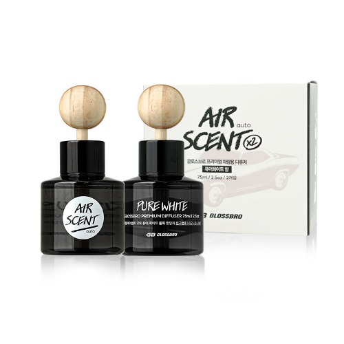 GLOSSBRO Airscent Auto Pure White 75ml, น้ำหอมปรับอากาศ (1 กล่องมี 2 ขวด)