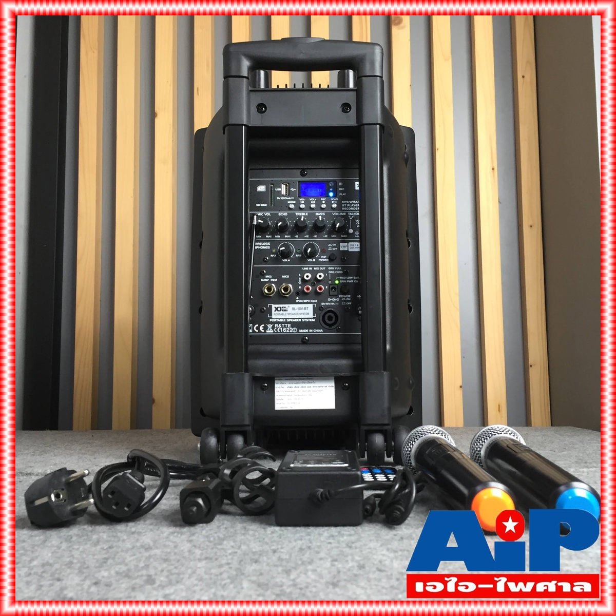 XXL SL 10V BT ตู้ลำโพงมีขยาย ไมค์ลอย2ตัว บูลทูธ ชาร์จแบตได้ SL10V SL-10V SL10 V ลำโพงล้อลาก ลำโพง 10นิ้ว