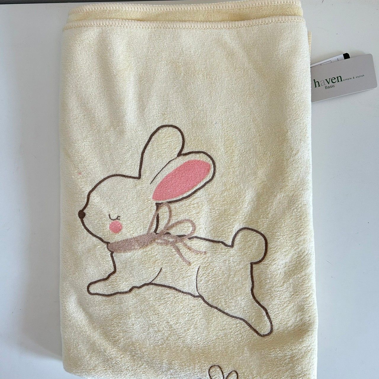 🍀HAVEN Towel Microfiber🍀ผ้าเช็ดตัว ผ้าขนหนู ไมโครไฟเบอร์ ขนาด 28*56 นิ้ว HAVEN แท้💯MPC Rabbit Yellow