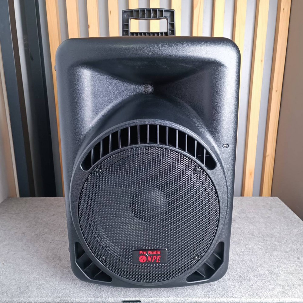 NPE ตู้ลำโพงมีแอมป์ MK-12BAT BLUETOOTH USB FM RECORD MK12 BAT พร้อมไมค์ลอย 2 ตัว มีแบตในตัวชาร์จได้ มีล้อลาก MK12BAT