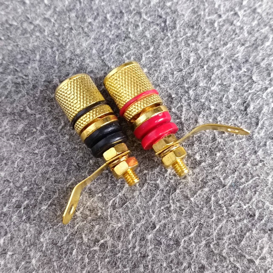 1คู่ ไบติ้งโพสต์ สีทองแบบหมุน คาดดำ+แดง 913BP01 ขั้วลำโพง BIDINGPOST ไบดิ้งโพสต์คู่ แบบหมุนล็อคสาย เอไอ-ไพศาล