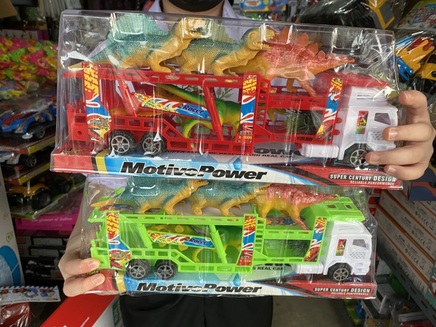 698-1 รถของเล่น รถเล่นมือ รถบรรทุกไดโนเสาร์เล่นมือฝาครอบ ปลีกคันละ