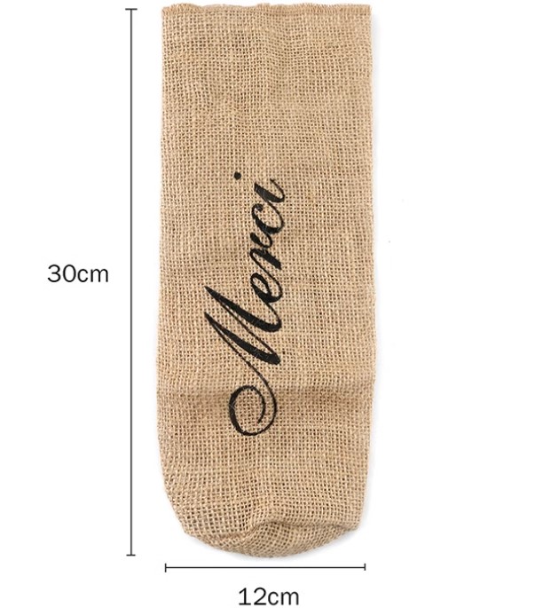 ถุงผ้ากระสอบ ใส่ขวดน้ำผึ้ง ใส่ขวดไวน์ แจกเป็น ของที่ระลึก งานแต่งงาน งานเกษียณ พิมพ์ลาย Thanks 653502