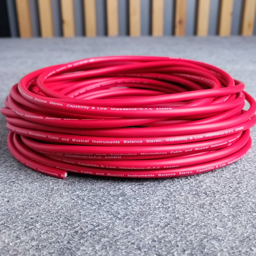 สีแดง ขด20เมตร CM สายไมค์สเตอริโอ 6mm M2-2323 สายไมค์ST 23AWG M2 2323 สายสัญญาณ ST สายไมค์CM สายไมค์ 6mm เอไอ-ไพศาล