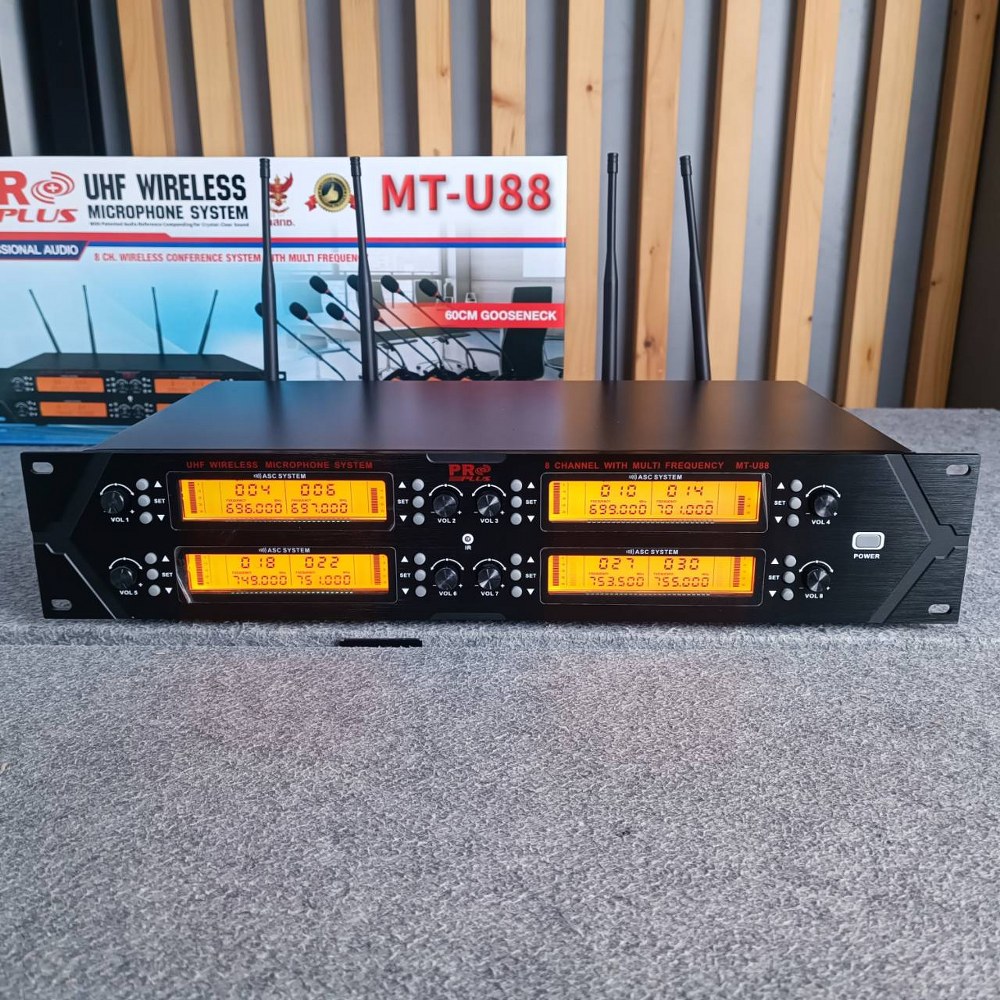PROPLUS MT-U88 ไมค์ลอยตั้งโต๊ะ 8ตัว UHF Wireless Microphone ชุดไมค์ประชุมไร้สาย ไมค์ลอยไร้สาย โปรพลัส MT U88 MTU88 เอไอ-ไพศาล
