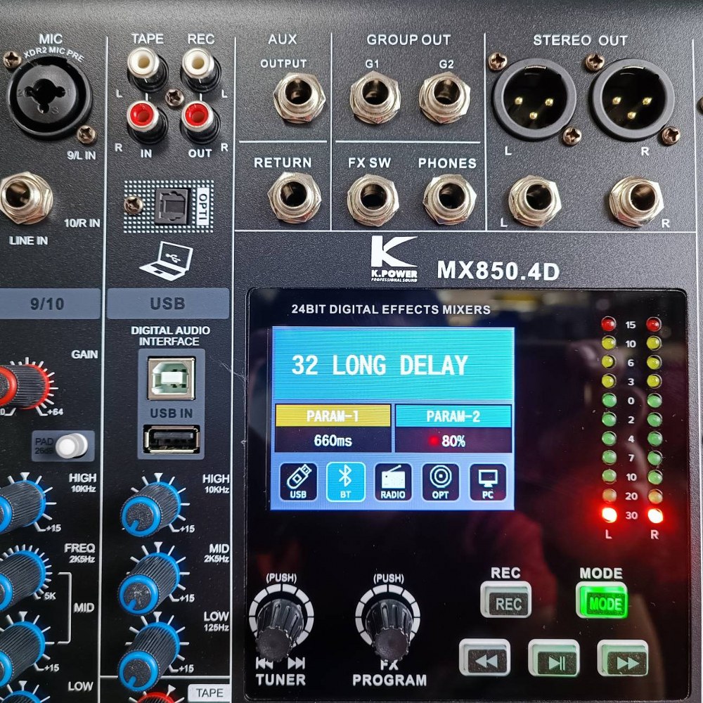 K.POWER MX-850-4D POWERMIXER 850Wx4 EFX USB บลูทูส K POWER MX 850 4D มิกเซอร์ อนาล็อก KPOWER MX8504D เอไอ-ไพศาล