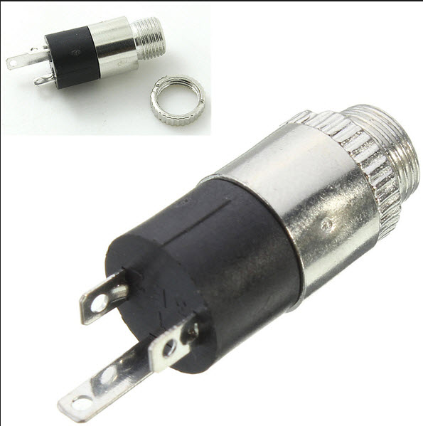 PJ-392 3-Pin 3.5mm Stereo Headphone Audio Video Jack Socket Plug With Nut