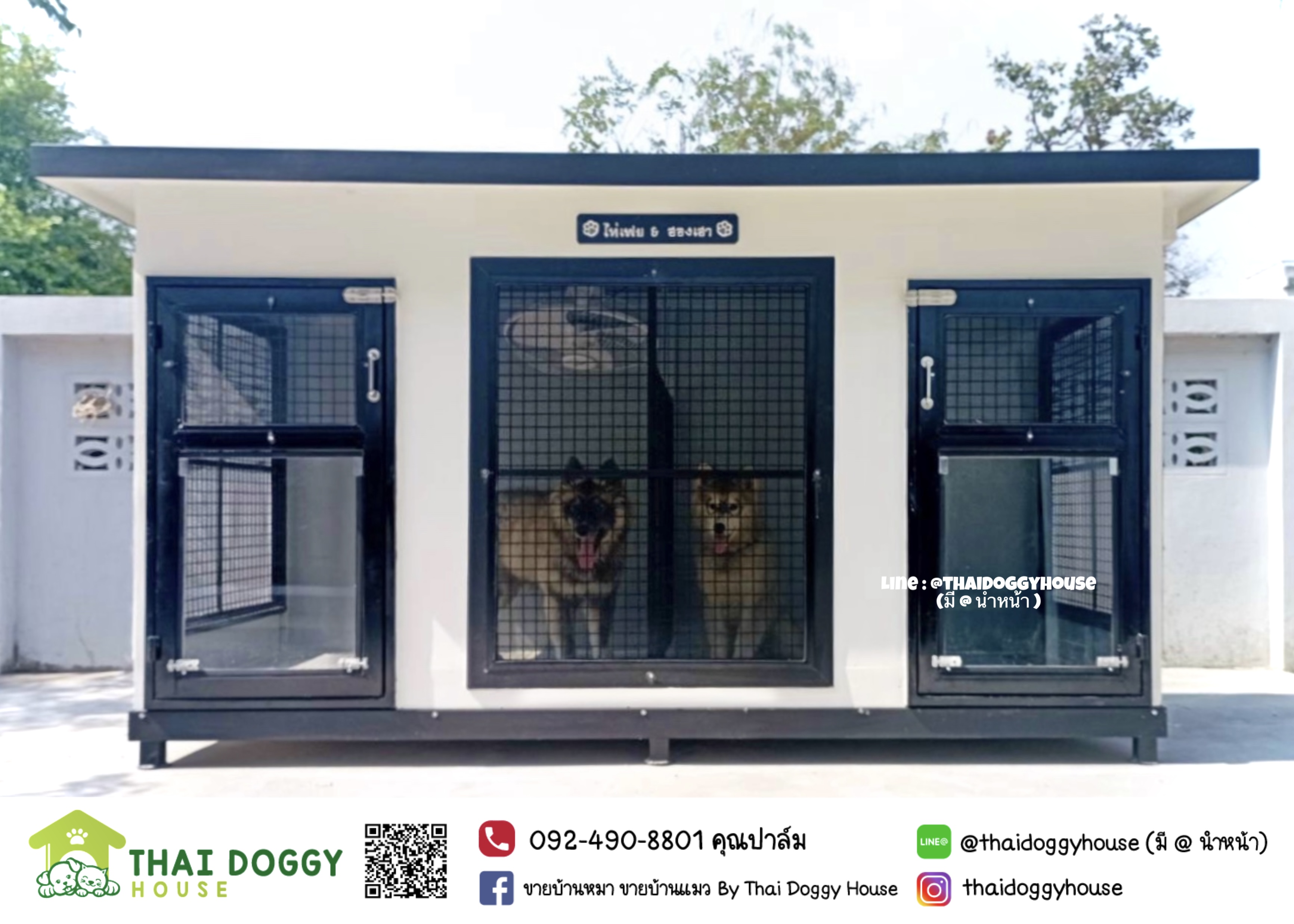 บ้านหมา บ้านแมว บ้านน็อคดาวน์ บ้านสัตว์เลี้ยง แบบพัดลมมีตะแกรงเหล็ก มุ้งลวดทุกหลัง By Thai Doggy House