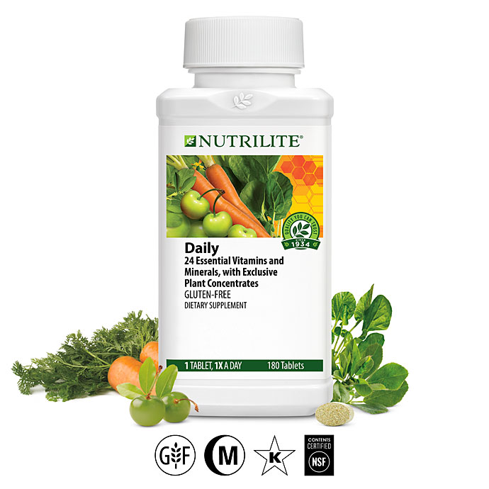 Nutrilite Daily บรรจุ (180 tab)วิตามินและเกลือแร่ที่จำเป็น 24 ชนิด เหมาะกับทุกเพศ ทุกวัย