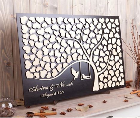 Guest Book DIY กรอบไม้ ป้ายไม้ รูป ต้นไม้ ปลูกต้นรัก ความหมายดี ๆ ใช้แทน สมุดอวยพร ตกแต่งงานแต่งงาน 889230