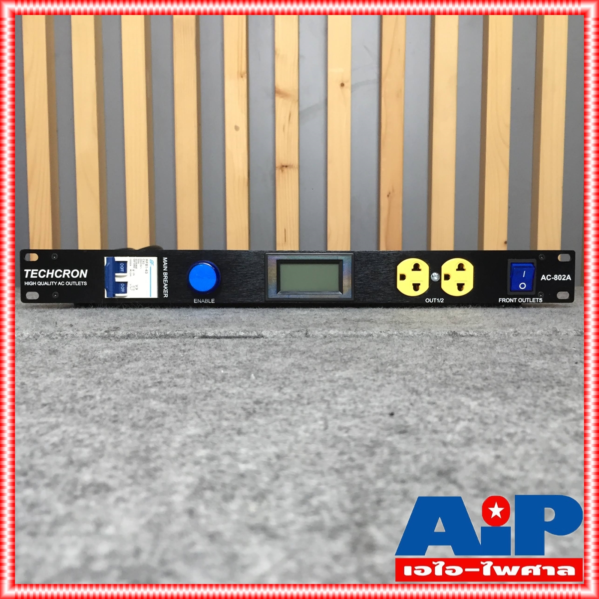 TECHCRON AC802A ปลั๊กไฟ 1U ปลั๊กเหลือง AC802 จอสีน้ำเงิน AC-802 ปลั๊กไฟใส่แร็ค AC 802 A ปลั๊กไฟภาคสนาม ปลั๊กไฟใช้กับเครื่องเสียง