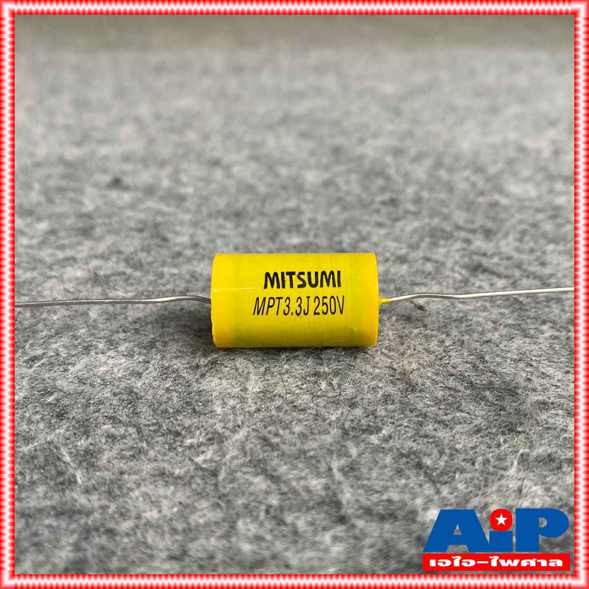 1ตัว MITSUMI 3.3UF 250V Cสีเหลือง MET คาปาซิเตอร์ C3.3/250V C3.3/250Vสีเหลือง ซีเสียงแหลม 3.3/250V ซีตัดเสียงแหลม เอไอ-ไพศาล