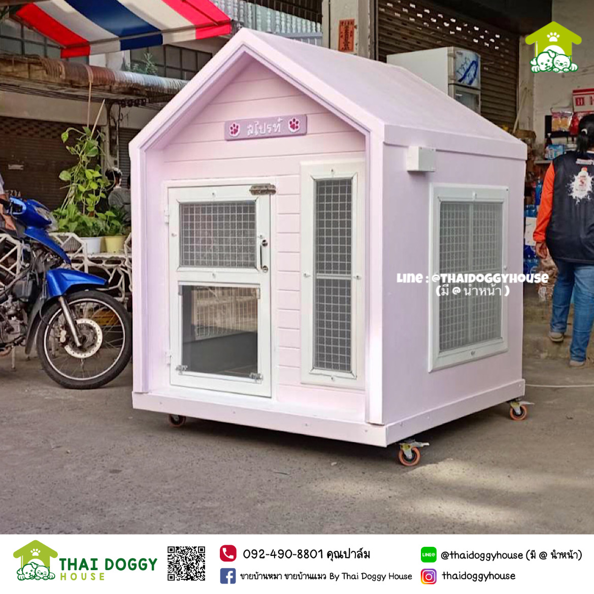 บ้านหมา บ้านแมว บ้านน็อคดาวน์ บ้านสัตว์เลี้ยง แบบพัดลมมีตะแกรงเหล็ก มุ้งลวดทุกหลัง By Thai Doggy House