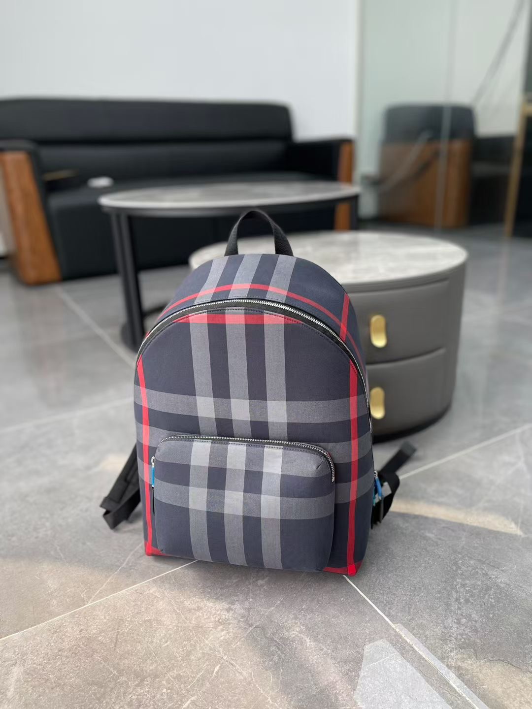 **do** กระเป๋าเป้ Burberry Jeff Check Backpack Canvas leather สินค้าใหม่ ของแท้