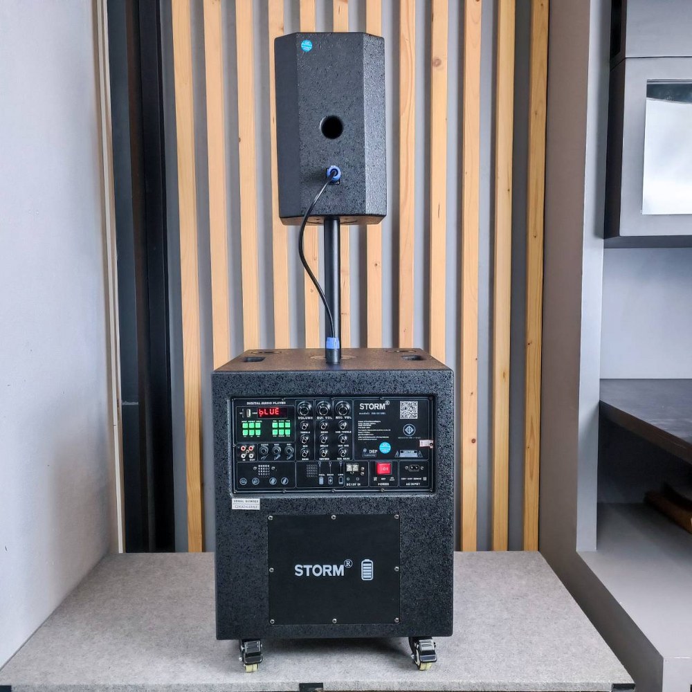 STORM PAB-3615MS สีดำ ชุดลำโพง ซับ15นิ้ว กลาง6นิ้ว พร้อมไมค์ลอย ชาร์จแบตได้ บลูทูธ PAB 3615MS ลำโพงแอคทีฟ PAB3615MS เอไอ-ไพศาล