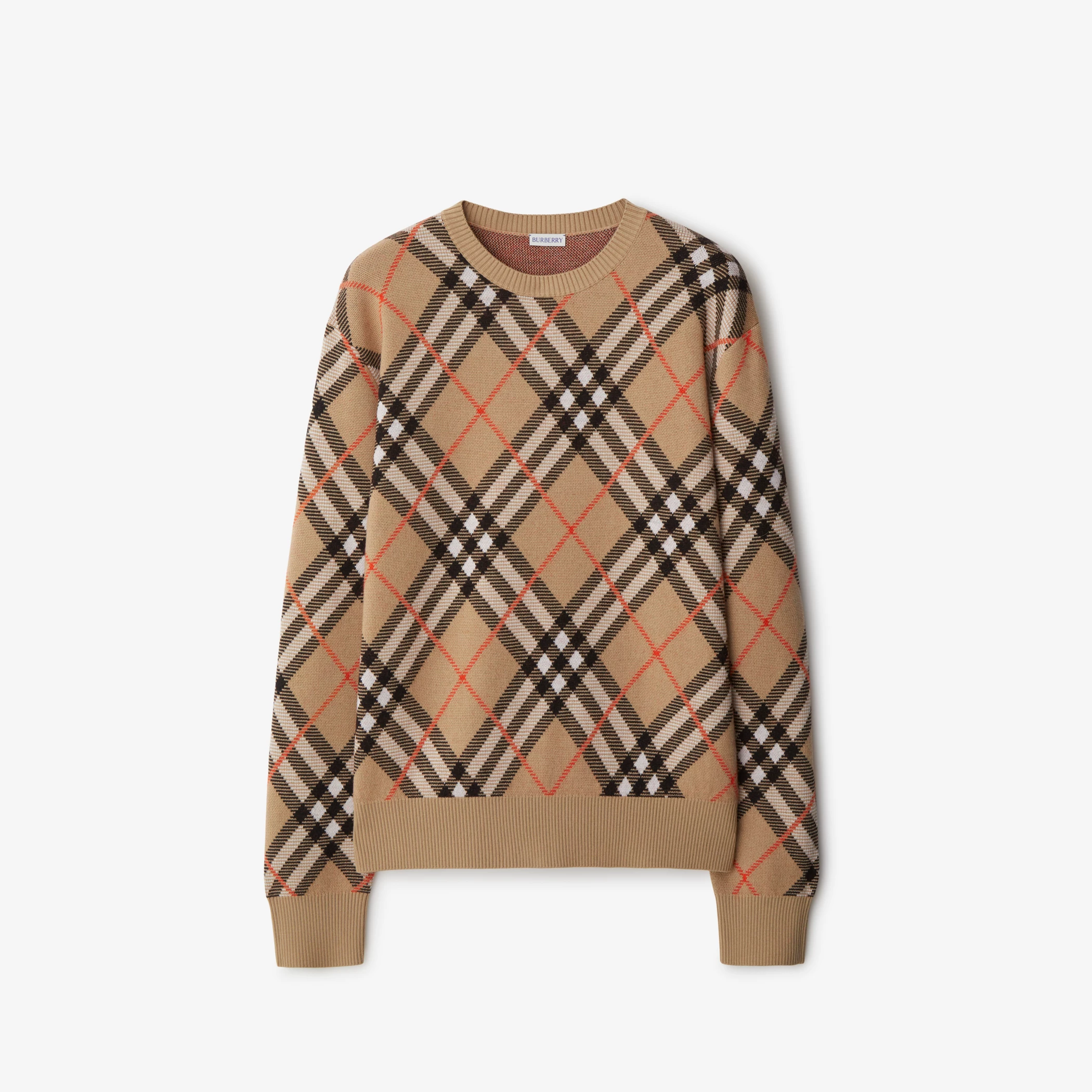 **mix** เสื้อแขนยาว Burberry Check Wool Blend Sweater ใส่ได้ ชาย หญิง สินค้าใหม่ ของแท้