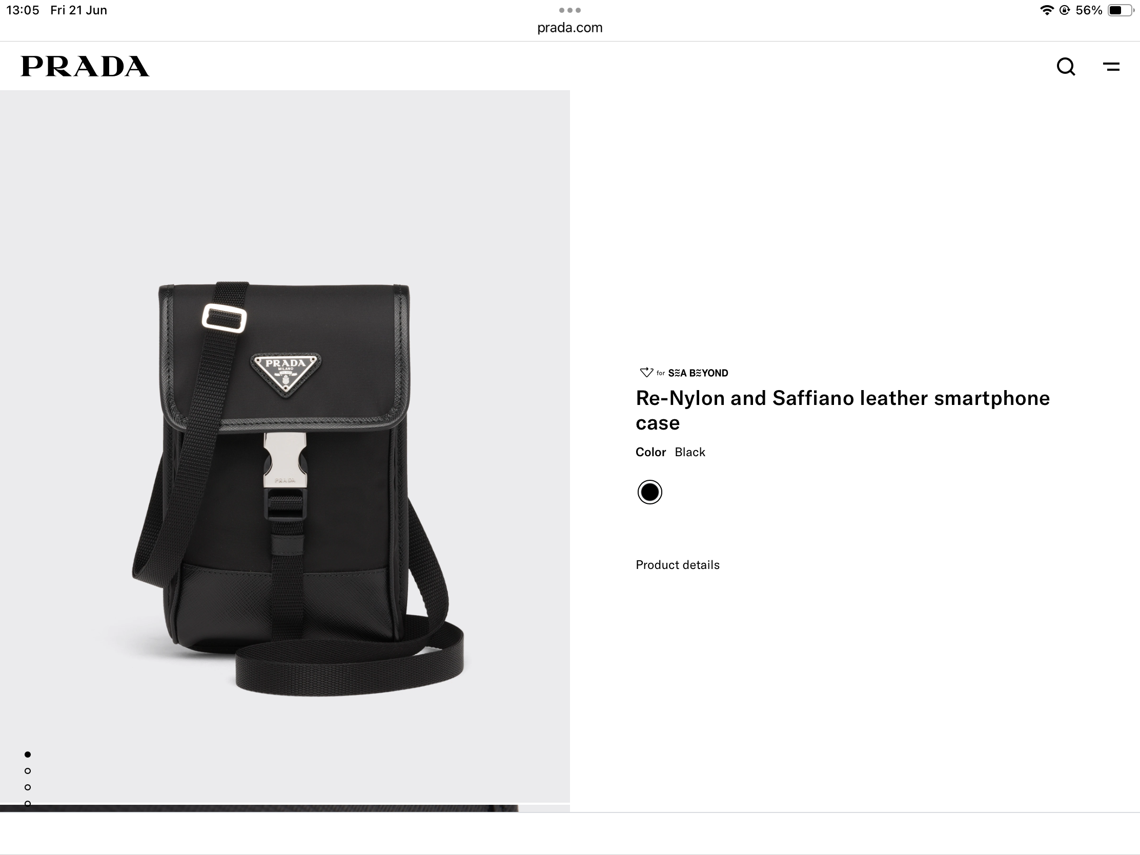 **do** กระเป๋า Prada Re-Nylon Saffiano Leather Phone Case ห้อยคอได้ชาย หญิง สินค้าใหม่ ของแท้