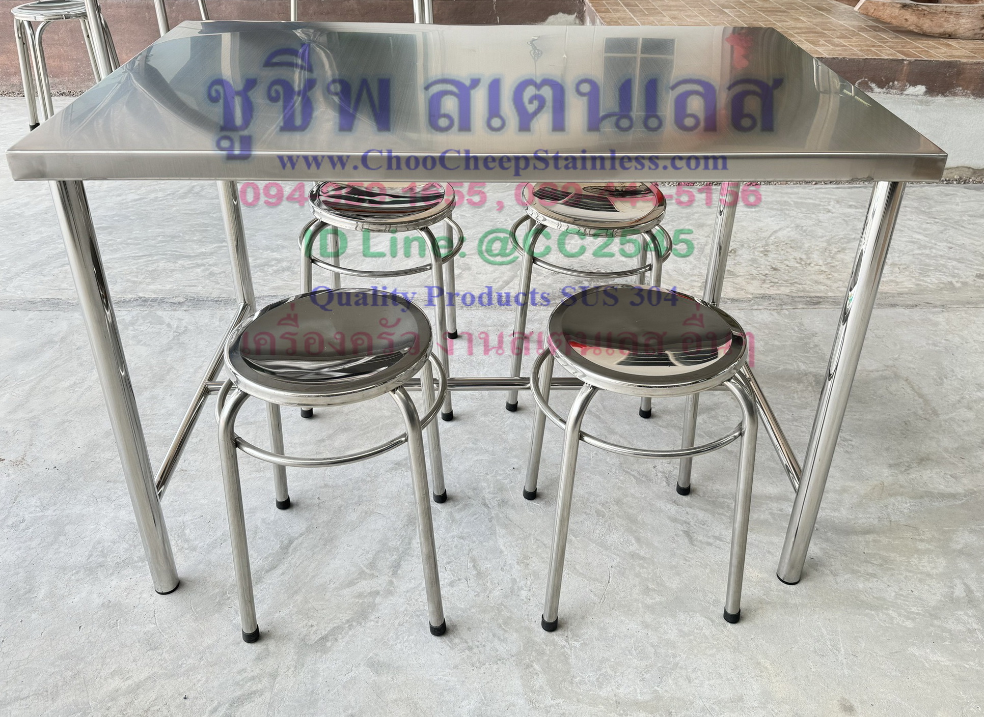 ชุดโต๊ะเก้าอี้สเตนเลส - ร้านอาหาร -รุ่น 2