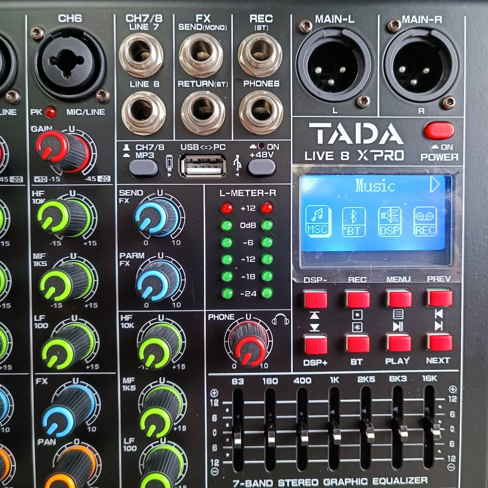 TADA LIVE-8 MIXER มิกเซอร์ ธาดา LIVE 8 LIVE8 Bluetooth มี USB เล่น Mp3 ได้ มีเอฟเฟกแท้ effect EQ 7 แบนด์ มี REC บันทึกเสียงได้ เอไอ-ไพศาล