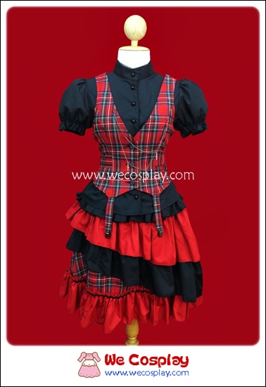 ชุดโกธิคพังค์แอนิต้าริทึ่มสเกิร์ต สีดำแดง Black & Red Anita Rhythm Skirt Separate