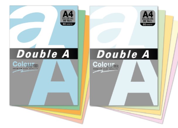 Double A กระดาษสี A4 หนา 80 แกรม 50 แผ่น/แพ็ค
