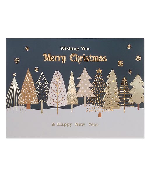 การ์ดคริสต์มาส วันปีใหม่ ปั๊มนูนฟอยล์ทองโฮโลแกรม