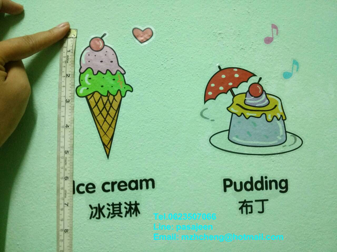 สติ๊กเกอร์ติดผนัง ชุดคำศัพท์จีน-อังกฤษ หมวดของกิน