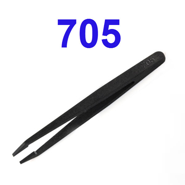 Tweezers Anti-static black/white carbon fiber แบบพลาสติก