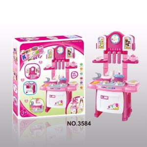 35840 ของเล่นเด็กชุดครัวชมพูใส่ถ่านเสียงไฟ