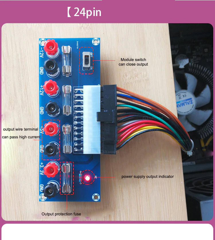 XH-M229 Desktop PC Power ATX Transfer Board Supply Power Module Precise 24Pin Alimentation PC Ordinateur ATX Transfer Board