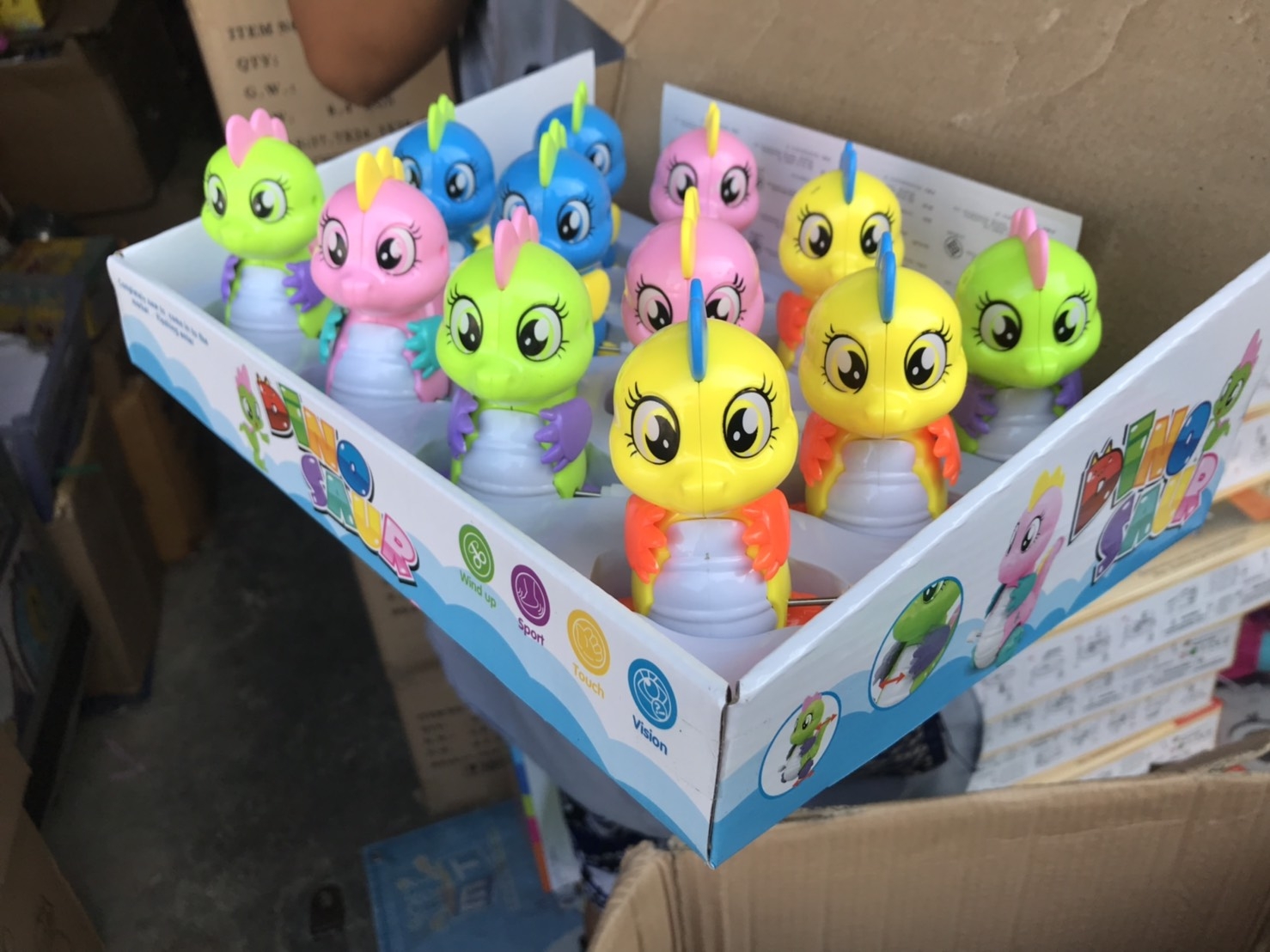 908C-1 ของเล่นไดโนเสาร์ไขลาน ไดโนเสาร์เล่นมือ ปลีกยกกล่อง 12 ตัว