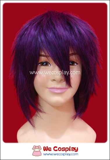 วิกผมสั้น ทรงผู้ชาย ซอยสไลซ์ สีม่วงเข้ม Dark Purple Cosplay Wig