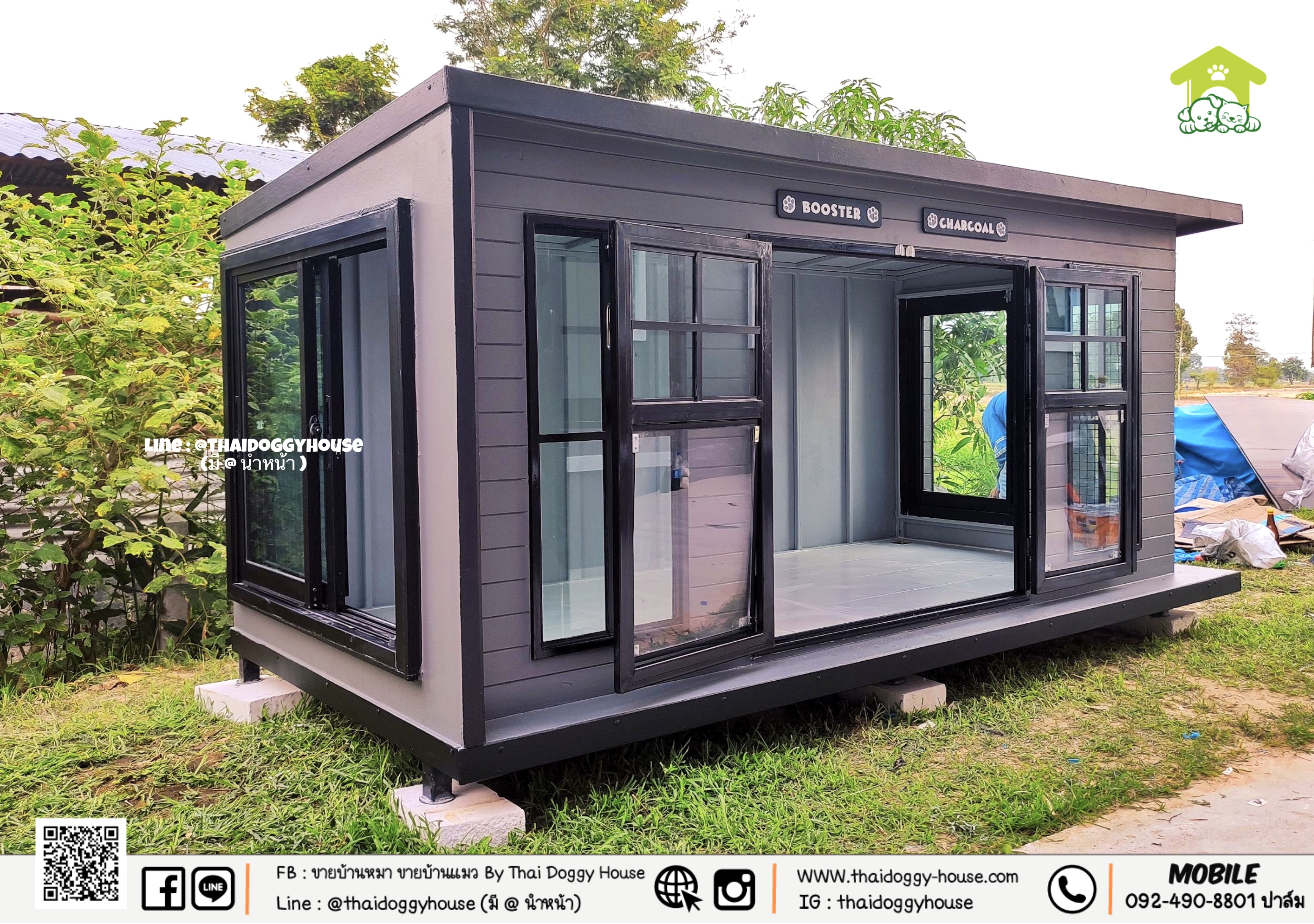 🏡 บ้านหมา บ้านแมว " 𝑩𝒐𝒙 𝑺𝒕𝒚𝒍𝒆 " 🐕🦺🐈 สามารถกั้นห้องเพิ่มได้เป็น 2 ห้อง 😁 แบบกระจกรองรับการติดแอร์ ❄️