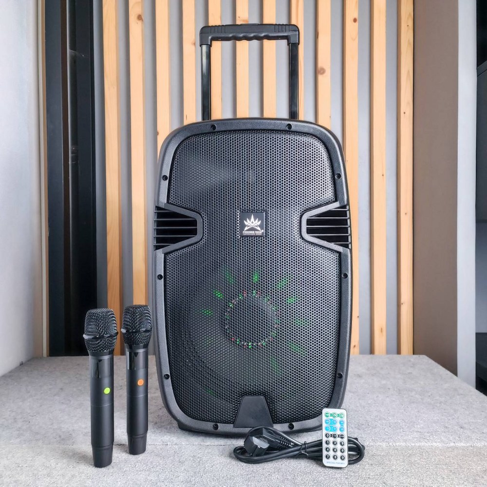 PROEUROTECH KF-12M ลำโพงล้อลาก+ไมค์ลอย ตู้ลำโพงมีแอมป์ในตัว 12นิ้ว 2ทาง มีไฟกระพริบตามเสียงเพลง KF 12 M KF12M เอไอ-ไพศาล