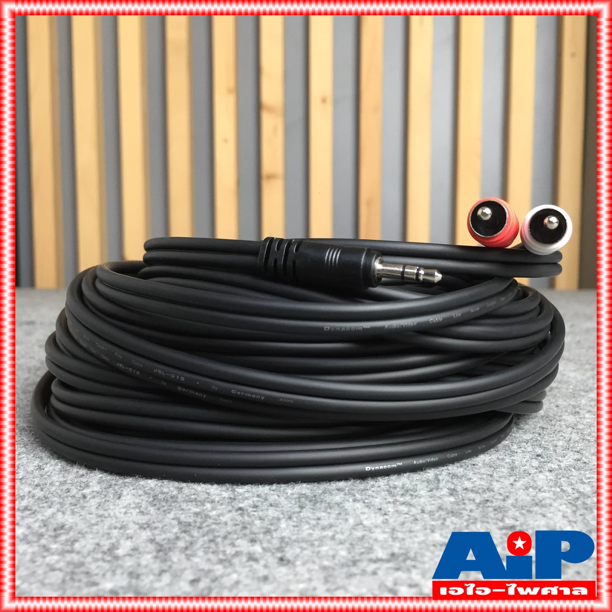 ยาว20เมตร สายสัญญาณสเตริโอ TRST 3.5 to RCA 2 หัว DYNACOM J015-7 สาย P.TR-ST - P. RCA x2 สาย TR-ST ออก RCA x2 20M