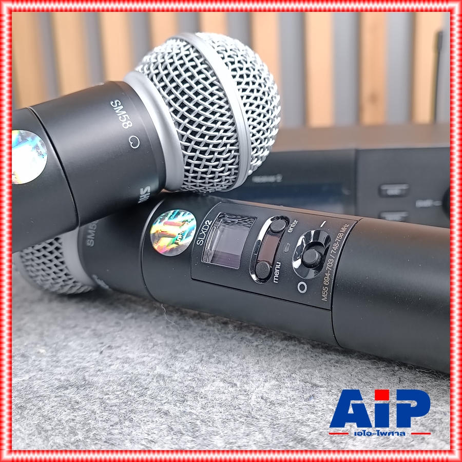 SHURE SLXD24DA/SM58-M55 ไมค์ลอย2ตัว ไมค์ลอย มือถือคู่ แบบดิจิตอล 24 บิต คลื่นความถี่ 694-703 MHz และ 748-758 MHz เอไอ-ไพศาล +++