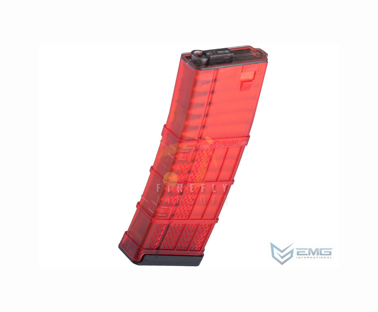 EMG 190rd Lancer Systems Licensed L5 AWM Airsoft Mid-Cap Magazines (Color: Translucent Red / Single)