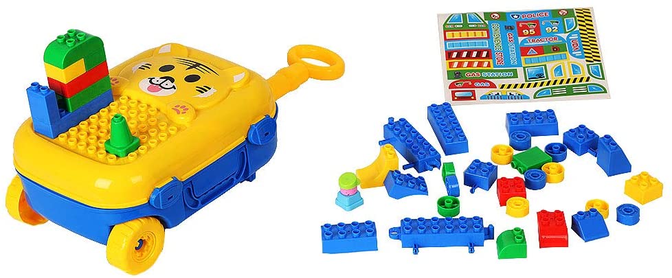 HC-138K-5 ของเล่นบล็อกตัวต่อกระเป๋าล้อลาก