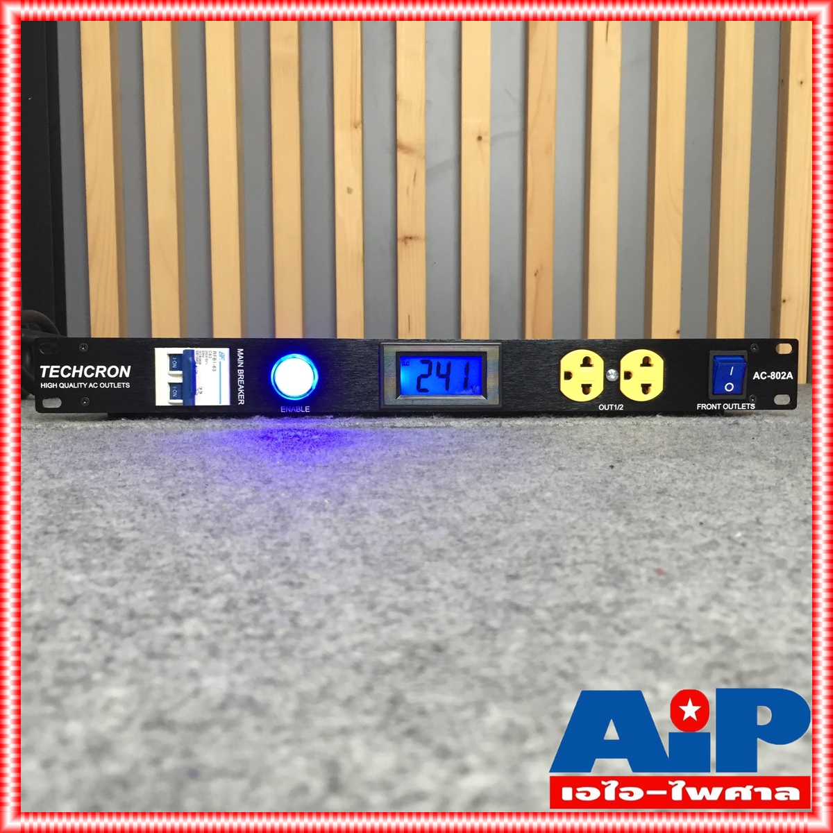 TECHCRON AC802A ปลั๊กไฟ 1U ปลั๊กเหลือง AC802 จอสีน้ำเงิน AC-802 ปลั๊กไฟใส่แร็ค AC 802 A ปลั๊กไฟภาคสนาม ปลั๊กไฟใช้กับเครื่องเสียง
