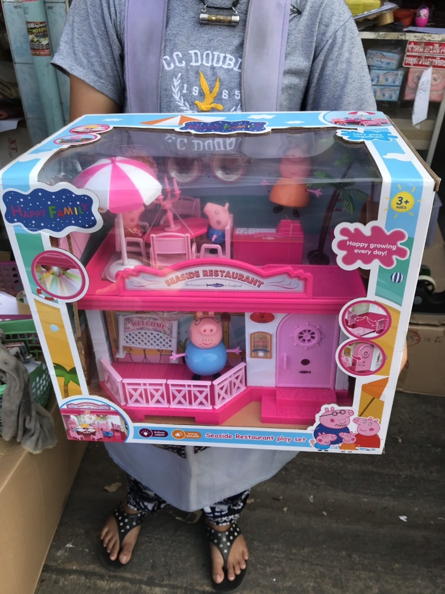 CC2168 ของเล่นโมเดลร้านขายอาหารหมูปาป้า มีเสียงไฟ กล่องใหญ่
