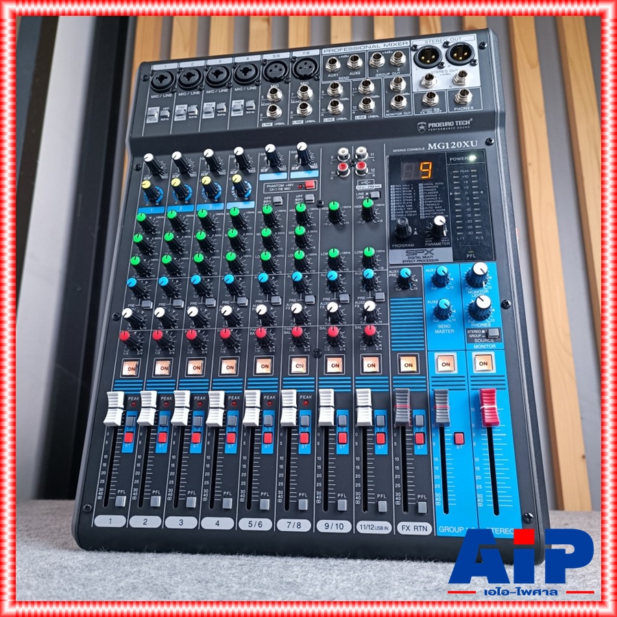 มิกเซอร์ PROEUROTECH MG-120XU MIXER มีอินเตอร์เฟส ในเครื่อง MG120XU โปรยูโรเทค 12ช่อง เชื่อมต่อกับคอมได้ มีปีกยึดแร็คแถม