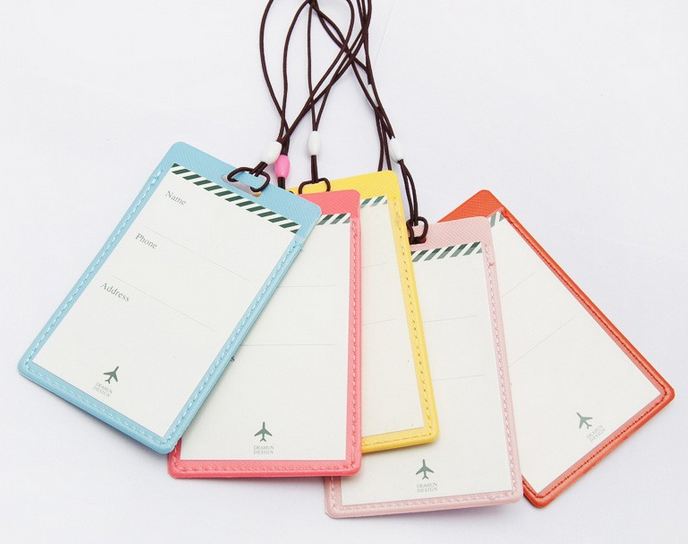 แท็กติดกระเป๋า เวลาเดินทาง ท่องเที่ยว แบบคลาสสิค สีพื้น ฟ้า ส้ม ชมพู พิมพ์ Piece of Moment ป้ายชื่อ ห้อยกระเป๋า ของแจก ของชำร่วย 494388