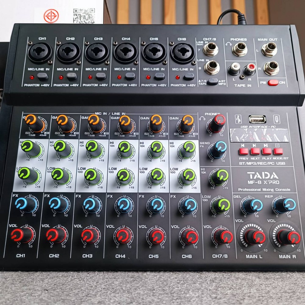 TADA MF-8 MIXER มิกเซอร์ TADA MF 8 MF8 มิกเซอร์ TA DA รองรับ BLUETOOTH มิกเซอร์บลูทูธ 8 input มิกซ์ บลูทูธ มิกเซอร์ Bluetooth mixer เครื่องเสียง มิกเซอร์จิ๋ว มิกเซอร์เอฟเฟค เอไอ-ไพศาล