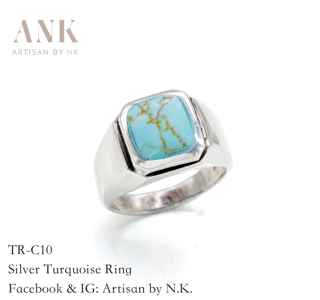 แหวนเงินแท้ ฝังเทอร์ควอยซ์ (Silver Turquoise Ring) ใส่ติดนิ้วได้ทุกวัน