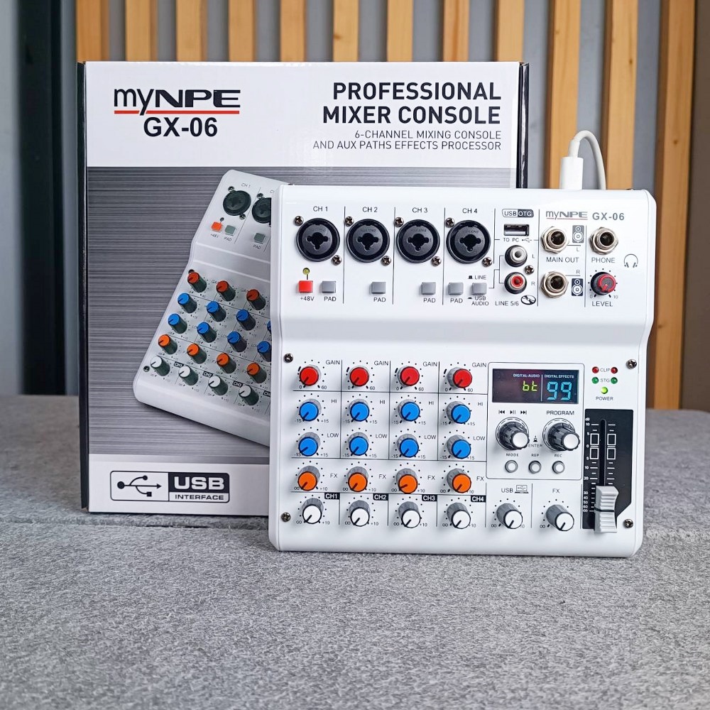 MYNPE GX-06 mixer มิกเซอร์อนาล็อก 6 แชนแนล บลูทูธ Bluetooth mixer เอฟเฟคแท้ 99DSP GX 06 GX06 เอไอ-ไพศาล