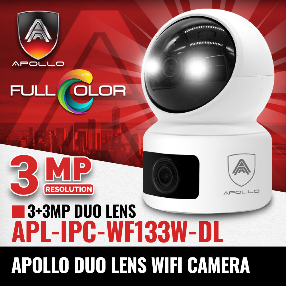 กล้อง WiFi เลนส์คู่ 3+3 ล้านพิกเซล Apollo APL-IPC-WF133W-DL 6MP