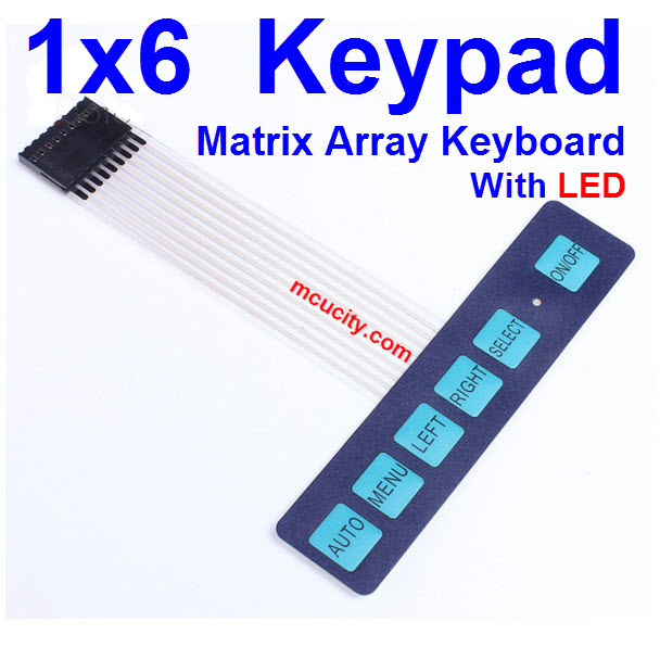 1x6 Matrix Array Keyboard 6 Key Membrane Switch Keypad 1*6 Keys with LED