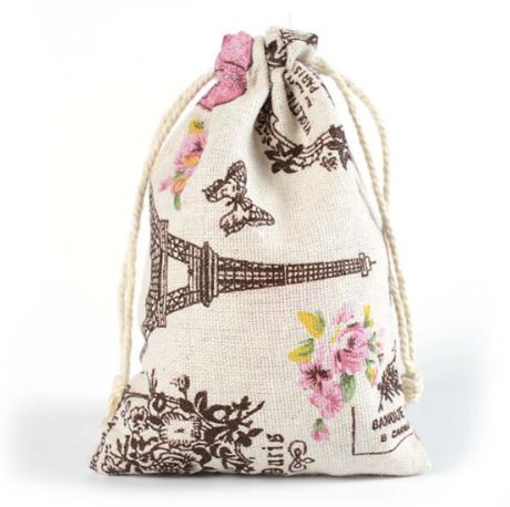 ถุงผ้ากระสอบ ถุงผ้าดิบ พิมพ์ลาย ลายนกฮูก ลายหอไอเฟล ลายสก็อต ลายดอกไม้ ขนาด 10x14 cm ถุงผ้าใส่ของชำร่วย วินเทจ 565476