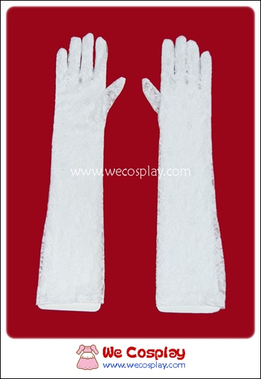 ถุงมือลูกไม้ชิโระโลลิต้า แบบยาว สีขาว White Lolita Lace Long Gloves